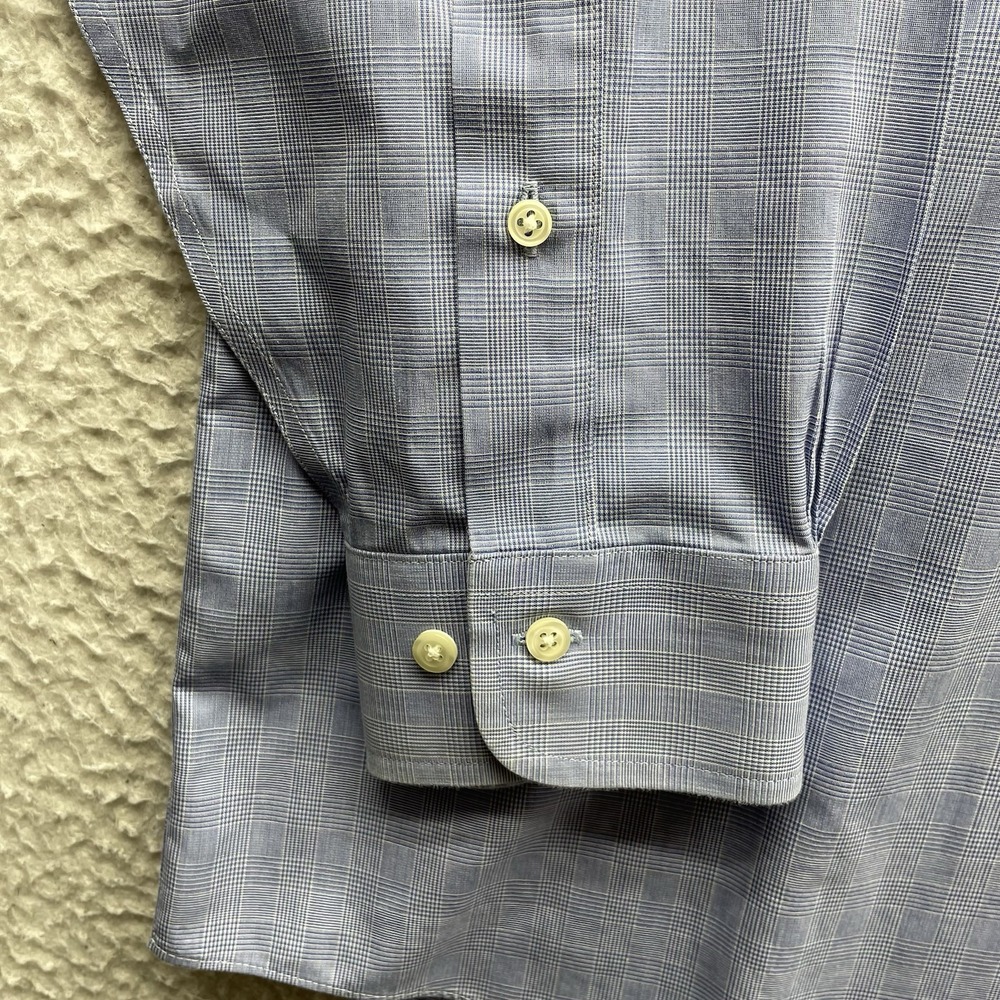 Brooks Brothers Dress Shirt Mens 17.5 6/7 Blue Glen Plaid Button Down 346 Preppy - Picture 3 of 10